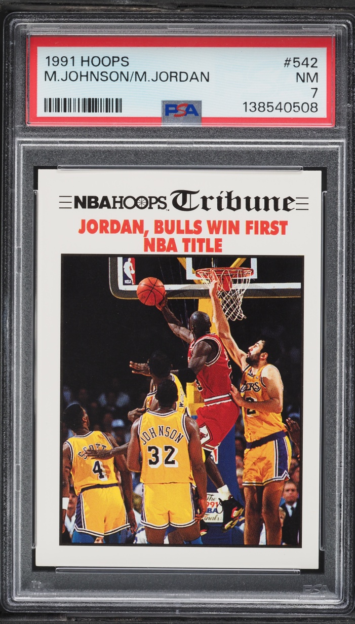1991 Hoops Magic Johnson & Michael Jordan #542 PSA 7 NRMT