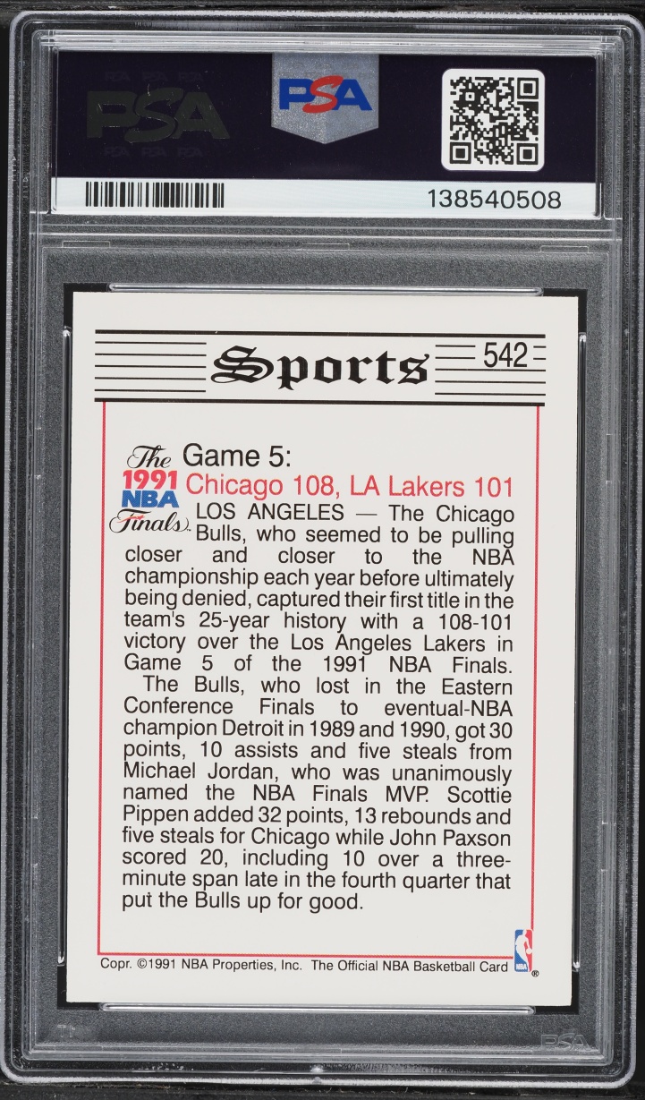 1991 Hoops Magic Johnson & Michael Jordan #542 PSA 7 NRMT