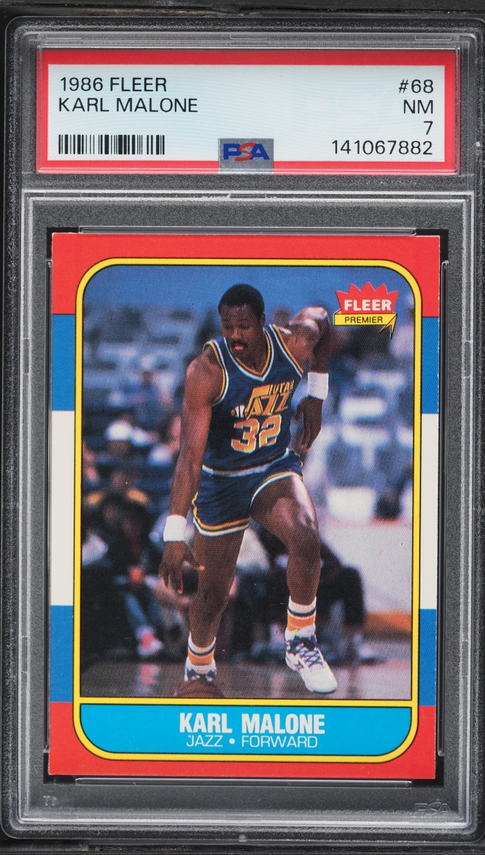 1986 Fleer Basketball Karl Malone ROOKIE #68 PSA 7 NRMT