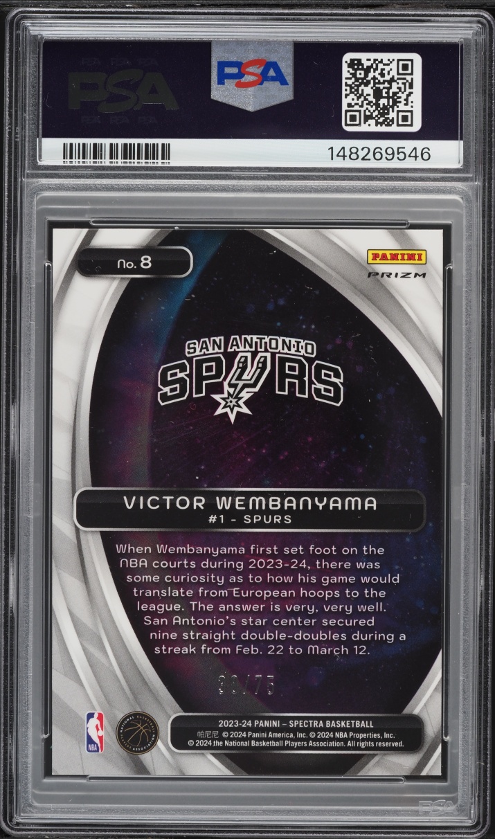 2023 Panini Spectra Titan Green International Victor Wembanyama ROOKIE /75 #8 PSA 10 GEM MINT