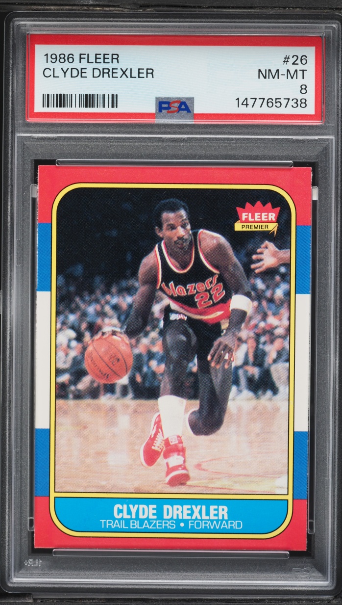 1986 Fleer Basketball Clyde Drexler #26 PSA 8 NM-MT