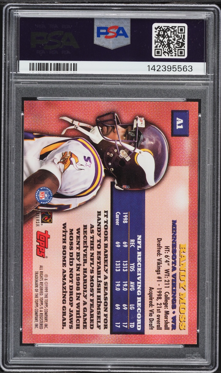 1999 Topps Certified Randy Moss AUTO #A1 PSA 9 MINT