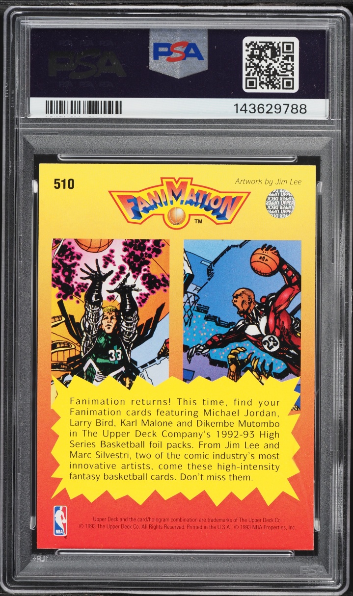 1992 Upper Deck Fanimation Larry Bird & Michael Jordan #510 PSA 8 NM-MT