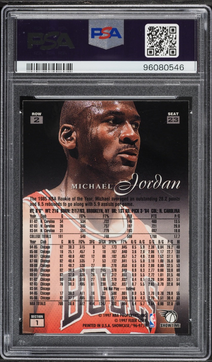 1996 Flair Showcase Row 2 Michael Jordan #23 PSA 8 NM-MT