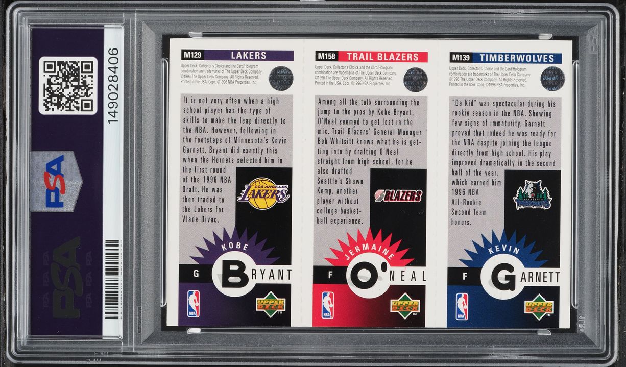 1996 Collector's Choice Mini II Jermaine O'Neal Kobe Bryant Kevin Garnett ROOKIE PSA 9 MINT