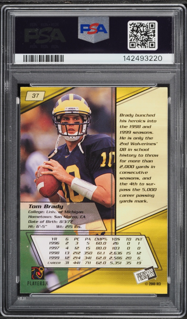 2000 Press Pass Tom Brady ROOKIE #37 PSA 7 NRMT