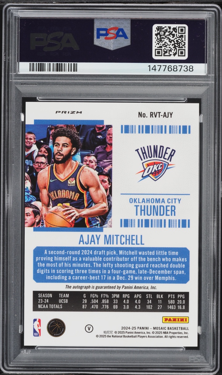 2024 Panini Mosaic Season Ticket Variation Ajay Mitchell ROOKIE AUTO #RVTAJY PSA 10 GEM MINT