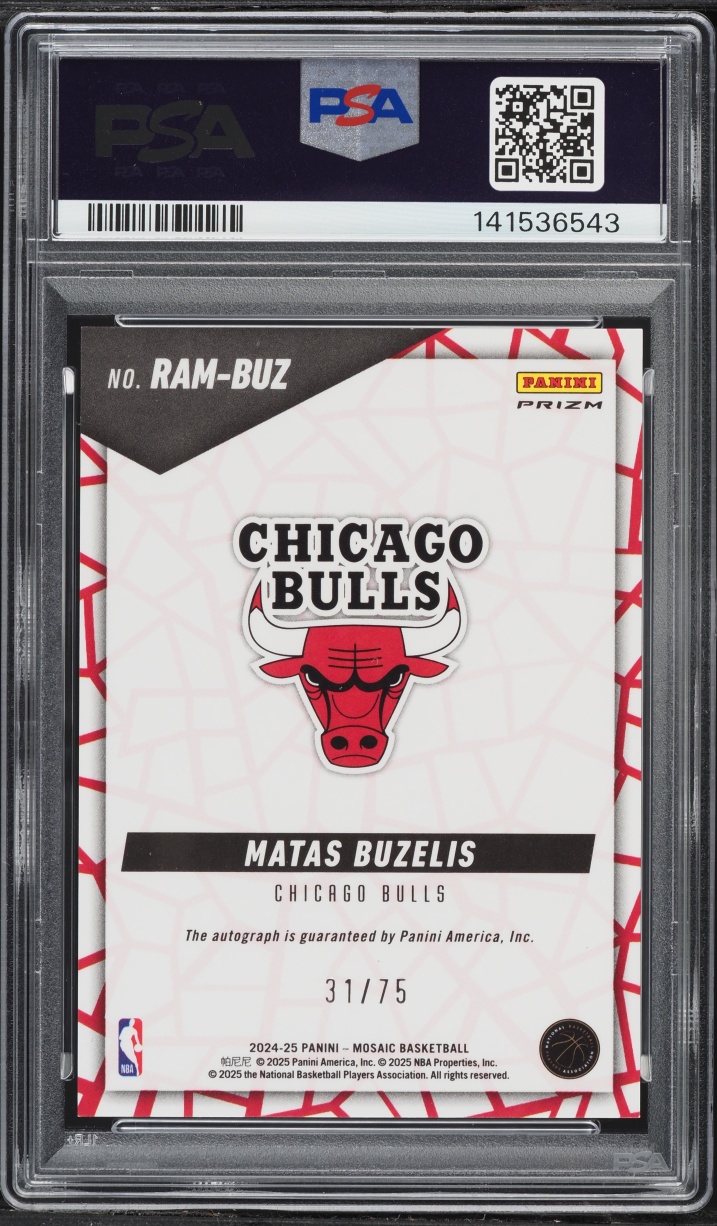 2024 Panini Mosaic Bronze Matas Buzelis ROOKIE AUTO /75 #RAMBUZ PSA 9 MINT