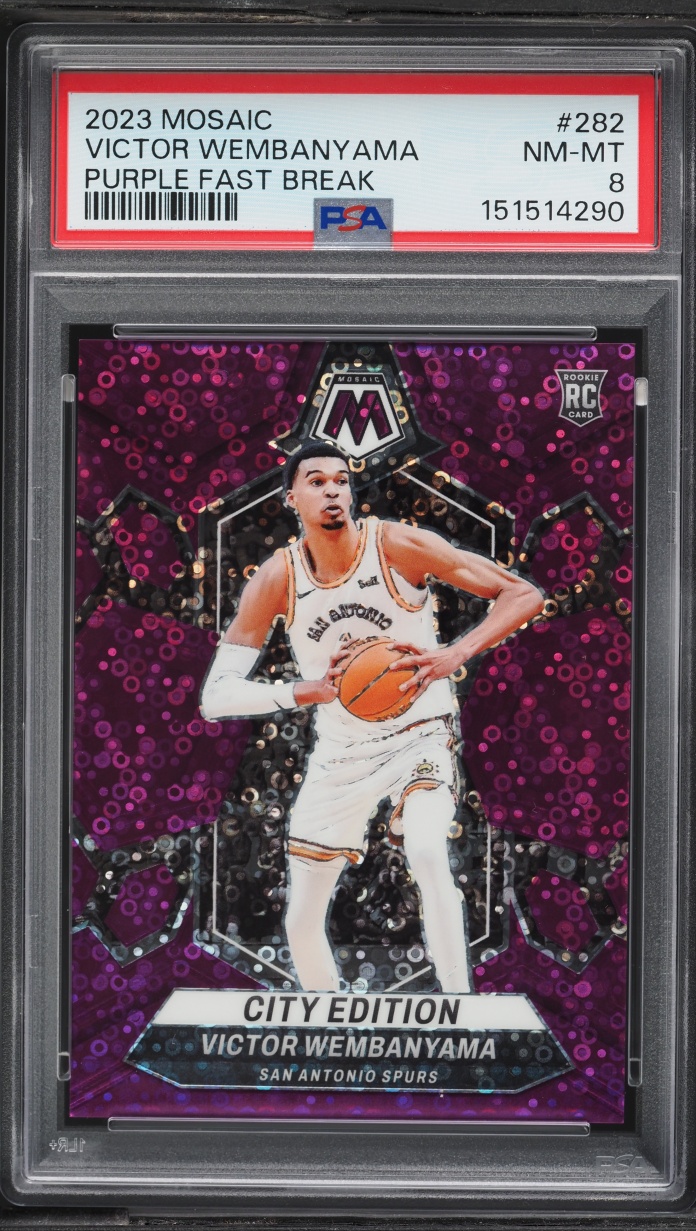 2023 Panini Mosaic Purple Fast Break Prizm Victor Wembanyama ROOKIE /50 #282 PSA 8 NM-MT