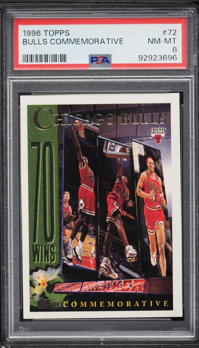 1996 Topps Commemorative Chicago Bulls w/ Michael Jordan #72 PSA 8 NM-MT