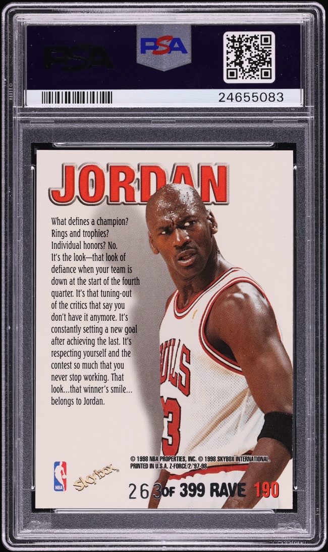 1997 Skybox Z-Force Rave Michael Jordan /399 #190 PSA 10 GEM MINT
