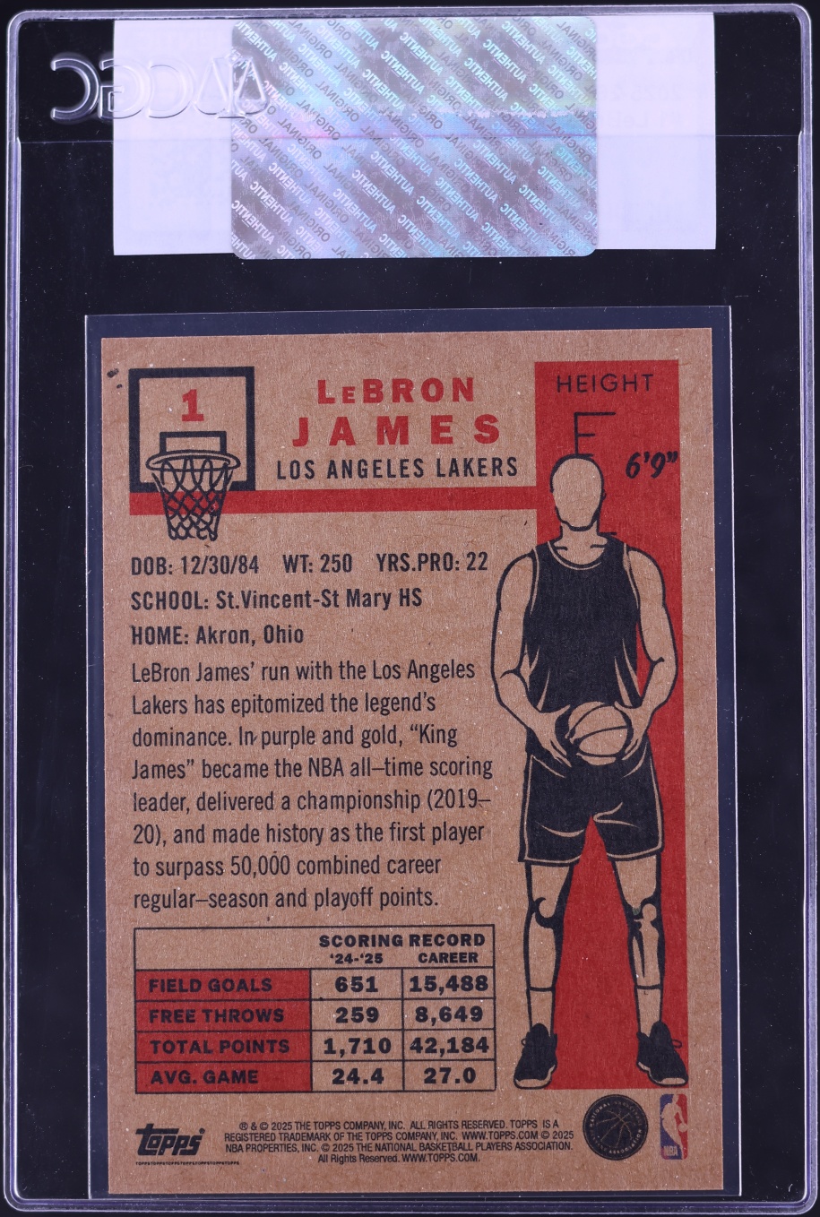 2025 Topps Living Set LeBron James #1 CGC AUTH