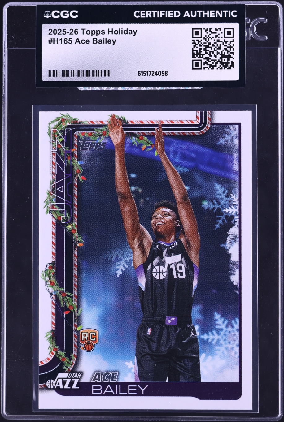 2025 Topps Holiday Ace Bailey ROOKIE #H165 CGC AUTH