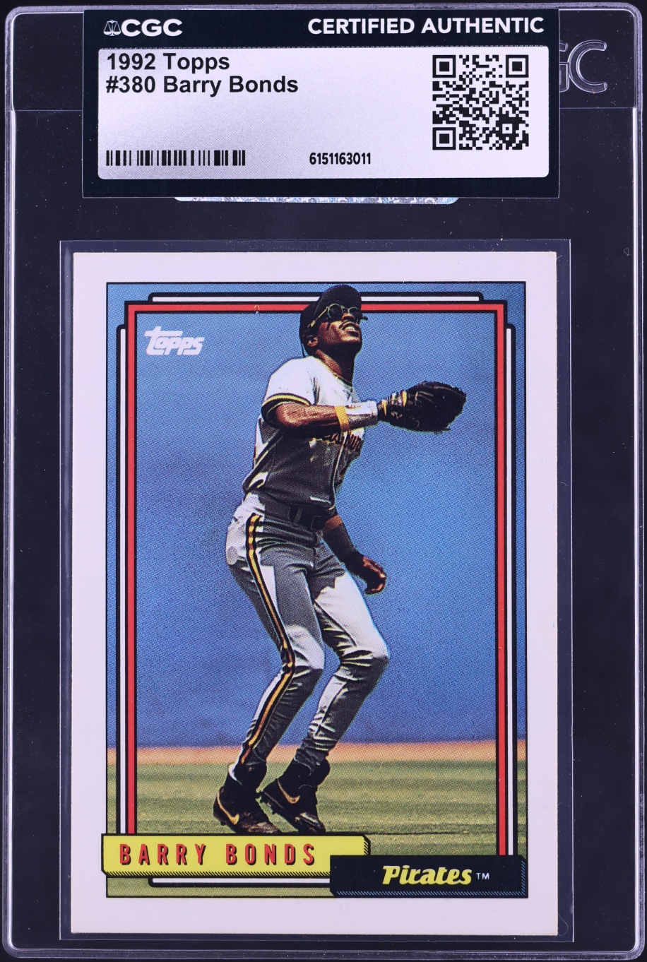 1992 Topps Barry Bonds #380 CGC AUTH