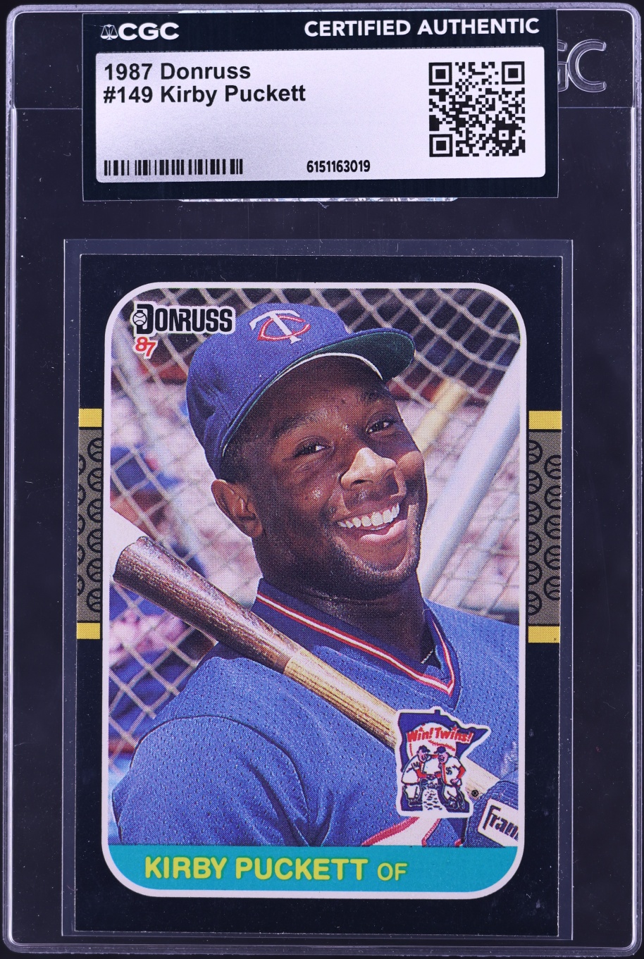 1987 Donruss Kirby Puckett #149 CGC AUTH