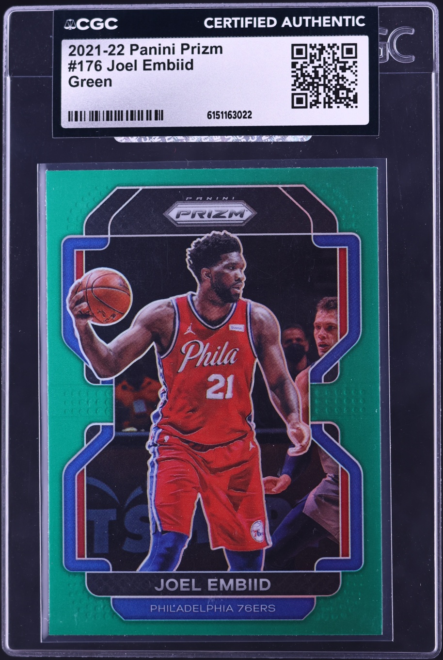 2021 Panini Prizm Green Joel Embiid #176 CGC AUTH