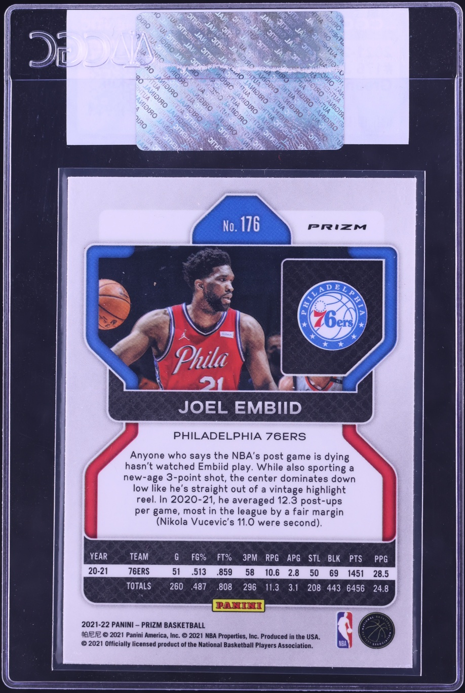 2021 Panini Prizm Green Joel Embiid #176 CGC AUTH