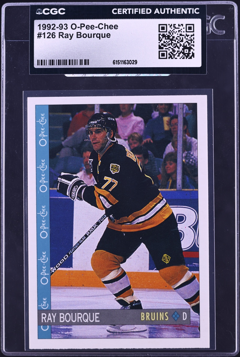 1992 O-Pee-Chee Hockey Ray Bourque #126 CGC AUTH