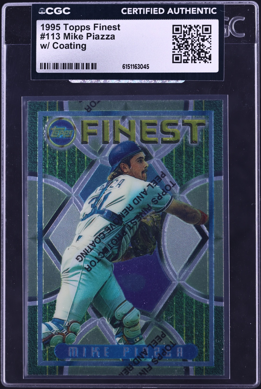 1995 Finest w/ Coating Mike Piazza #113 CGC AUTH