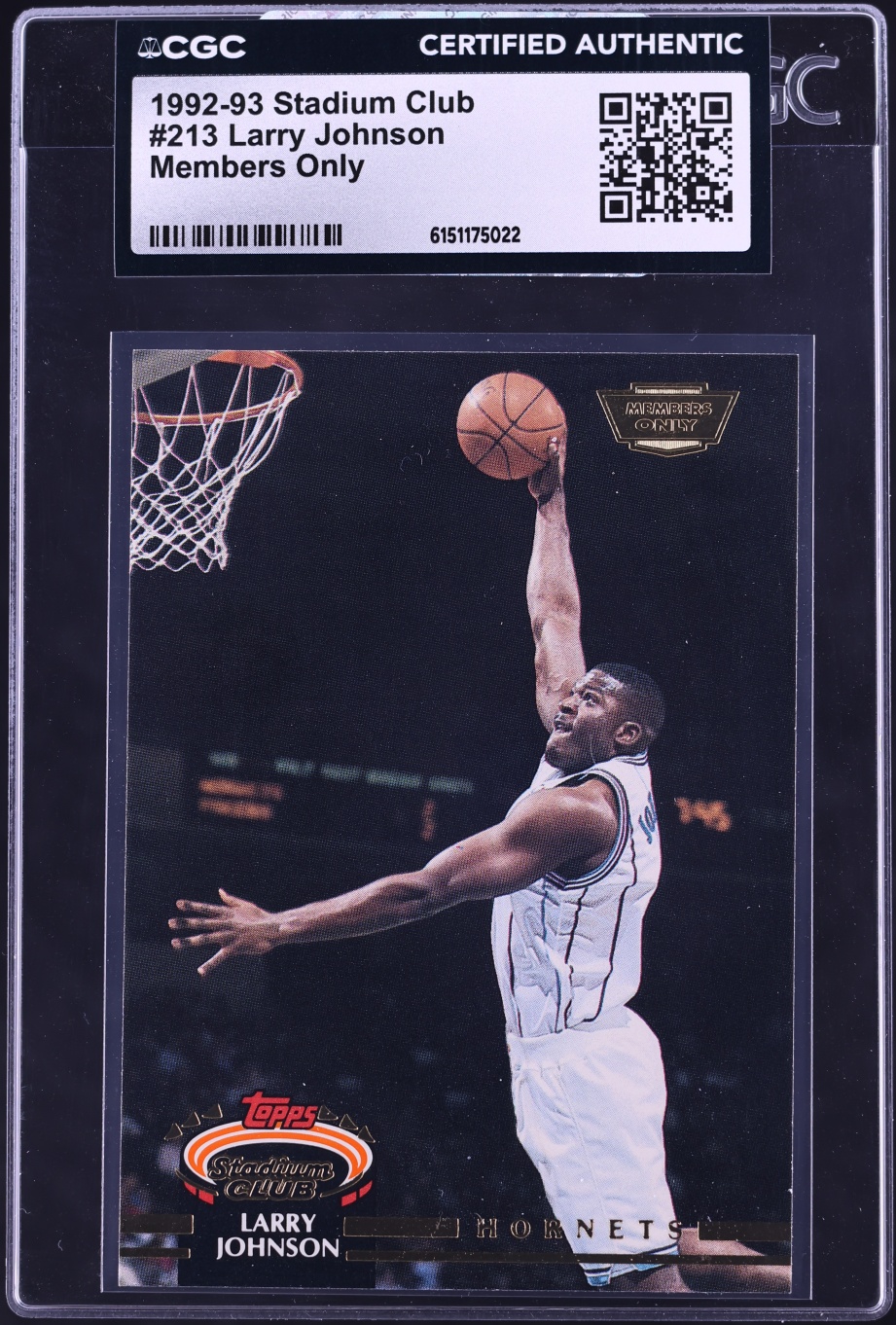 1992 Stadium Club Members Only Larry Johnson #213 CGC AUTH