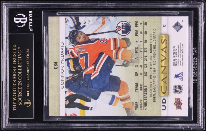 2019 Upper Deck Canvas Connor McDavid #C84 BGS 10 BLACK LABEL