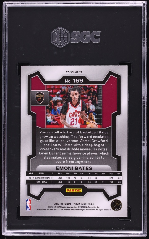 2023 Panini Prizm Silver Emoni Bates ROOKIE #169 SGC 10 GEM MINT