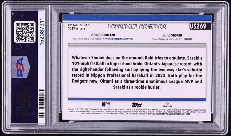 2025 Topps Update Holo Foil Shohei Ohtani Roki Sasaki ROOKIE #US269 PSA 10 GEM MINT
