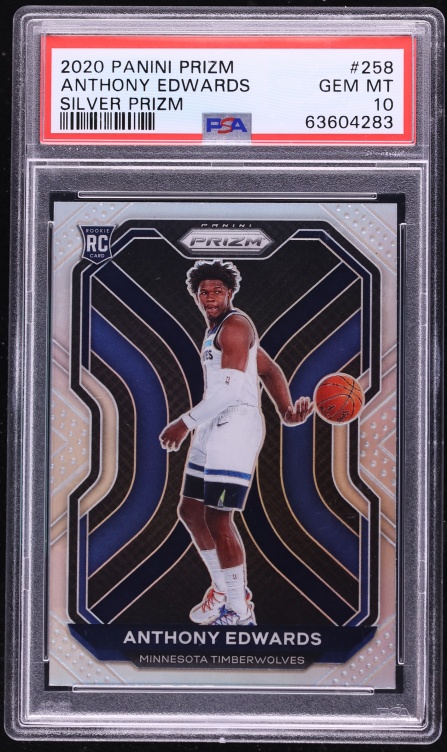 2020 Panini Prizm Silver Anthony Edwards ROOKIE #258 PSA 10 GEM MINT