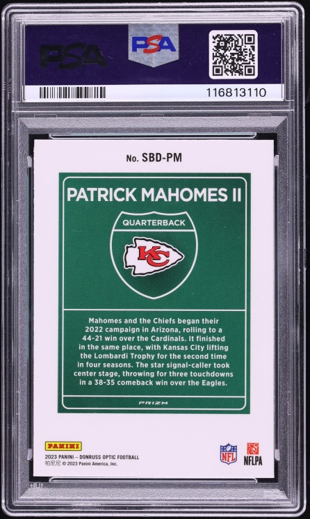 2023 Donruss Optic Super Bowl Downtown Patrick Mahomes II #SBD-PM PSA 10 GEM MINT