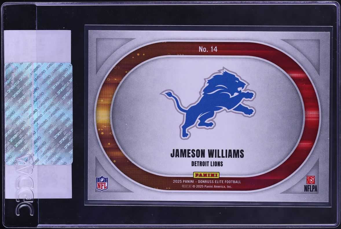2025 Donruss Elite Full Throttle Jameson Williams /799 #14 CGC AUTH