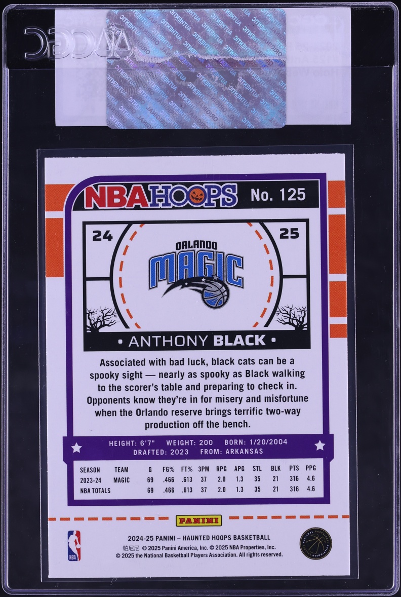 2024 Haunted Hoops Holo Webs Anthony Black #125 CGC AUTH