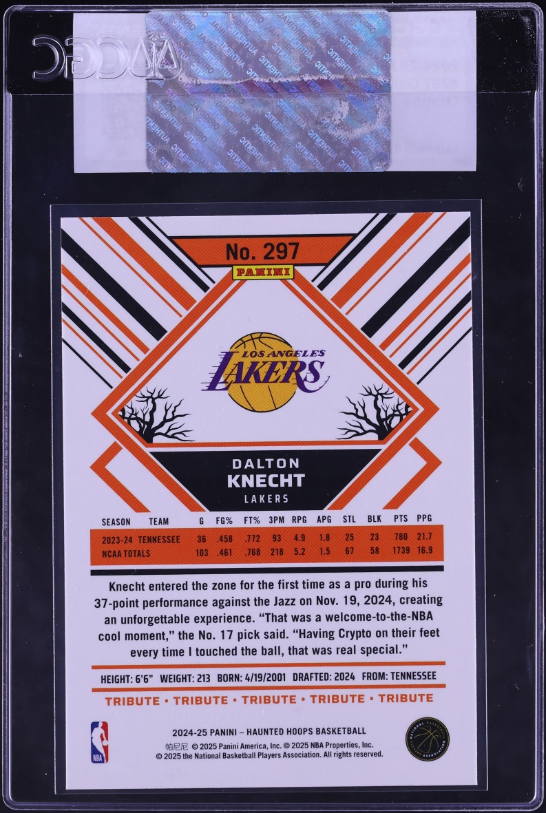 2024 Haunted Hoops Orange Dalton Knecht ROOKIE #297 CGC AUTH