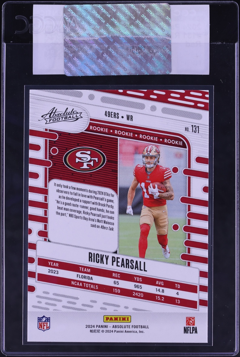 2024 Absolute Red Ricky Pearsall ROOKIE #131 CGC AUTH