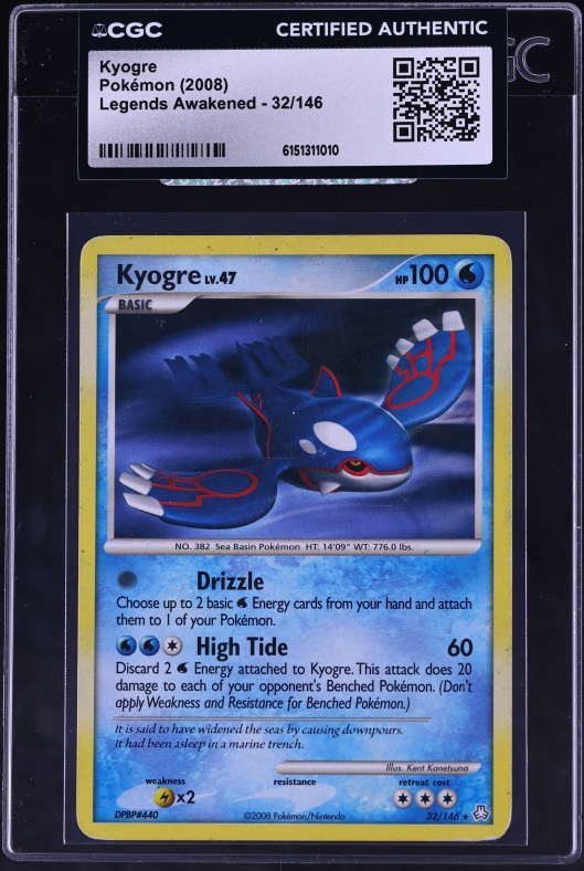 2008 Pokemon Diamond & Pearl Legends Awakened Kyogre #32 CGC AUTH
