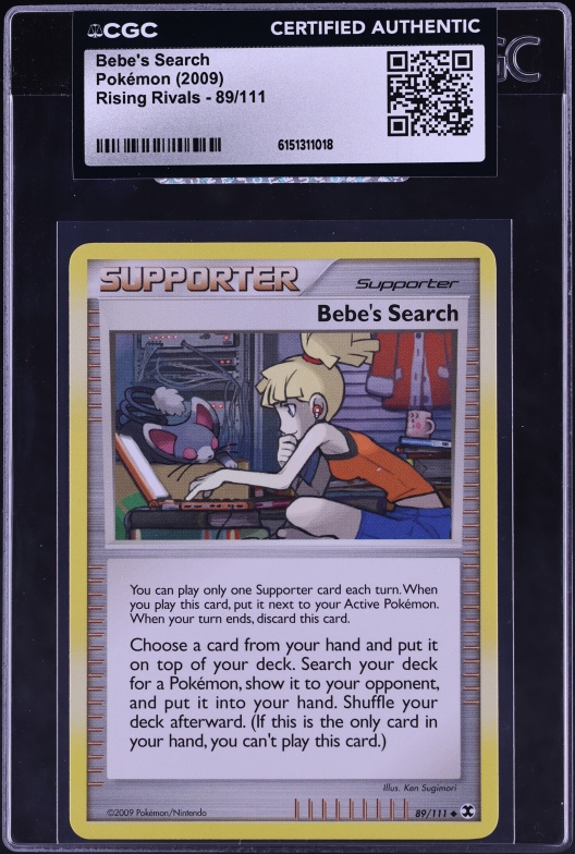 2009 Pokemon Diamond & Pearl Rising Rivals Bebe's Search #89 CGC AUTH