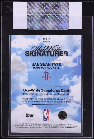2025 Topps Chrome Sky Write Refractor Jae'Sean Tate AUTO #SWS-JST CGC AUTH