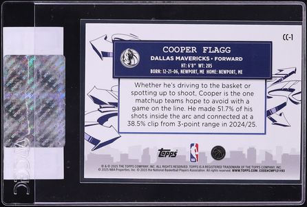 2025 Topps Clutch City Prospects Cooper Flagg ROOKIE #CC-1 CGC AUTH