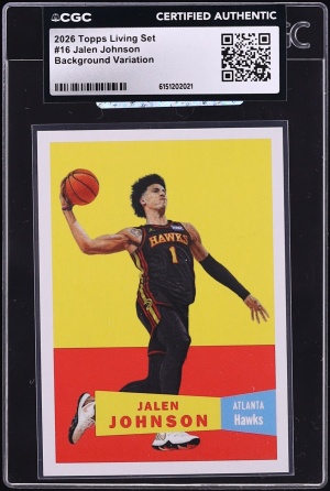 2026 Topps Living Set Background Variation Jalen Johnson #16 CGC AUTH
