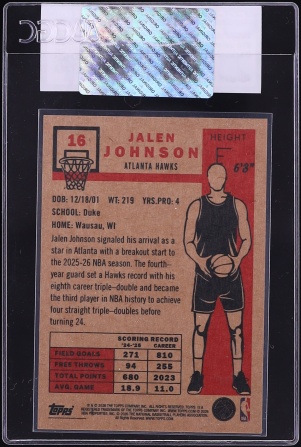 2026 Topps Living Set Background Variation Jalen Johnson #16 CGC AUTH