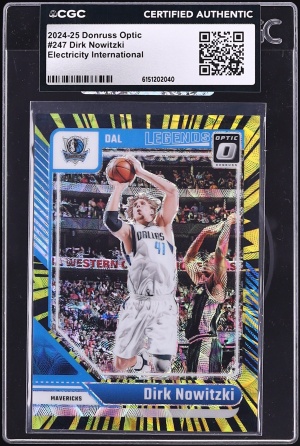 2024 Donruss Optic Electricity International Dirk Nowitzki /75 #247 CGC AUTH