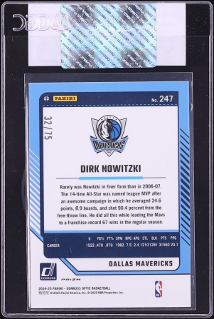 2024 Donruss Optic Electricity International Dirk Nowitzki /75 #247 CGC AUTH
