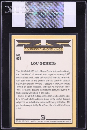 1985 Donruss Lou Gehrig #635 CGC AUTH