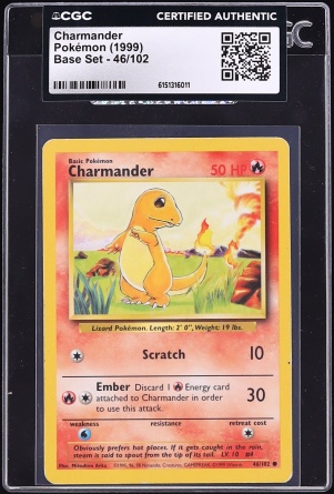 1999 Pokemon Base Set Charmander #46 CGC AUTH