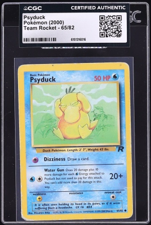 2000 Pokemon Team Rocket Psyduck #65 CGC AUTH
