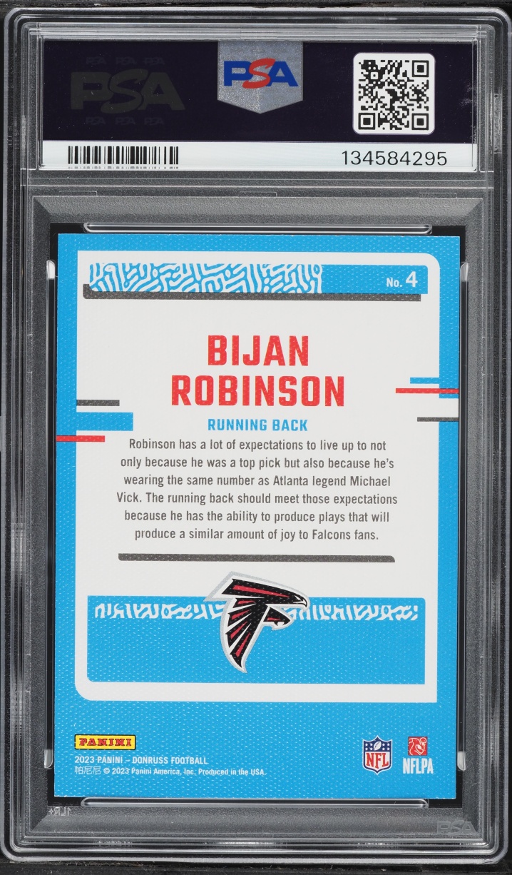 2023 Donruss Football Portrait Bijan Robinson ROOKIE #4 PSA 10 GEM MINT
