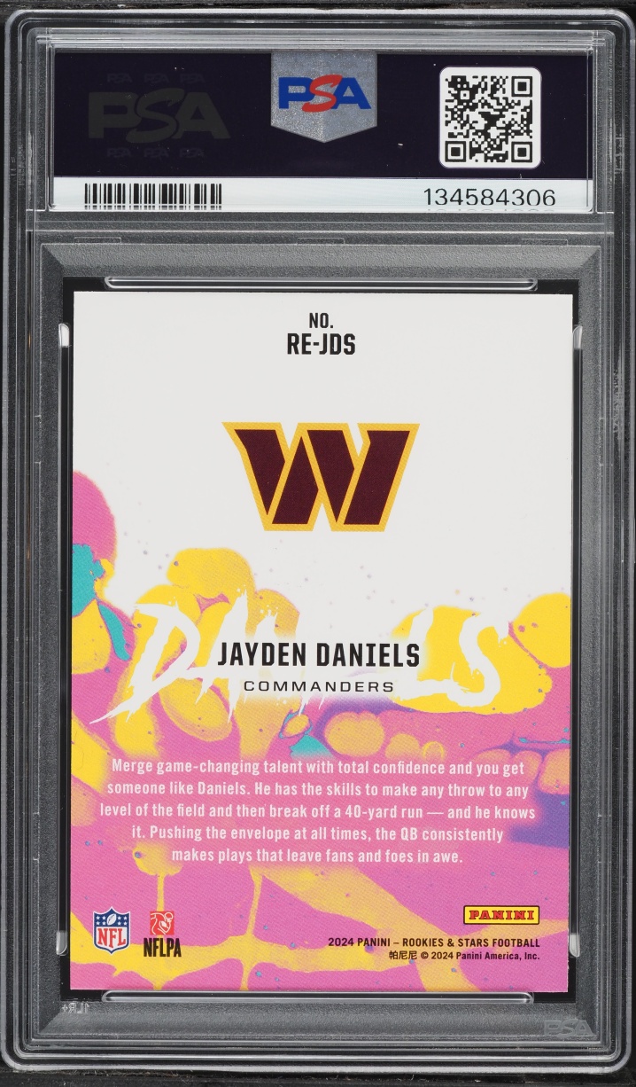 2024 Panini Rookies & Stars Exclusive Jayden Daniels ROOKIE #RE-JDS PSA 8 NM-MT