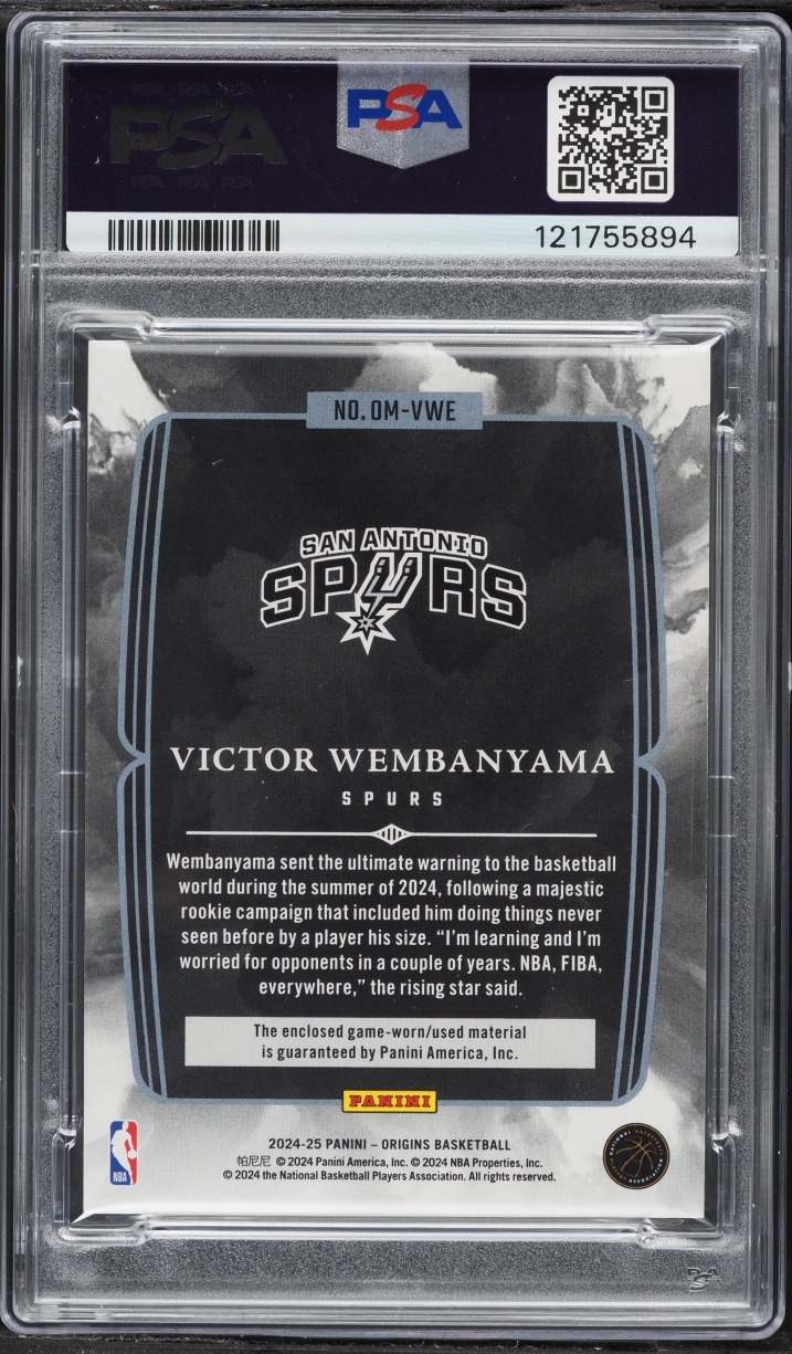 2024 Panini Origins Origination Victor Wembanyama PATCH #OMVWE PSA 10 GEM MINT