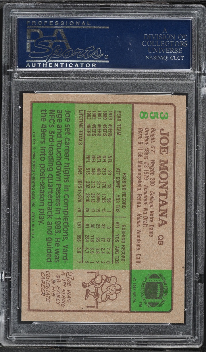 1984 Topps Football Joe Montana #358 PSA 9 MINT