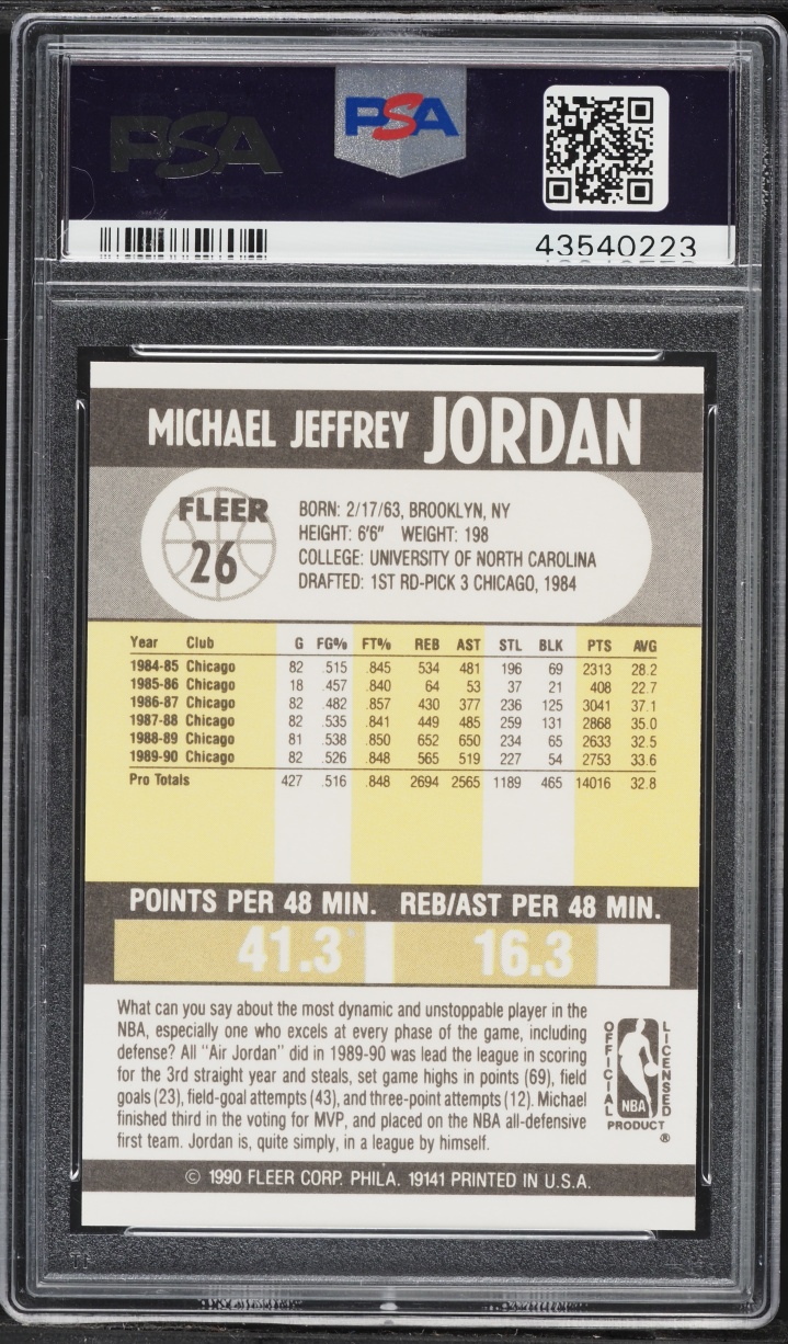 1990 Fleer Basketball Michael Jordan #26 PSA 10 GEM MINT