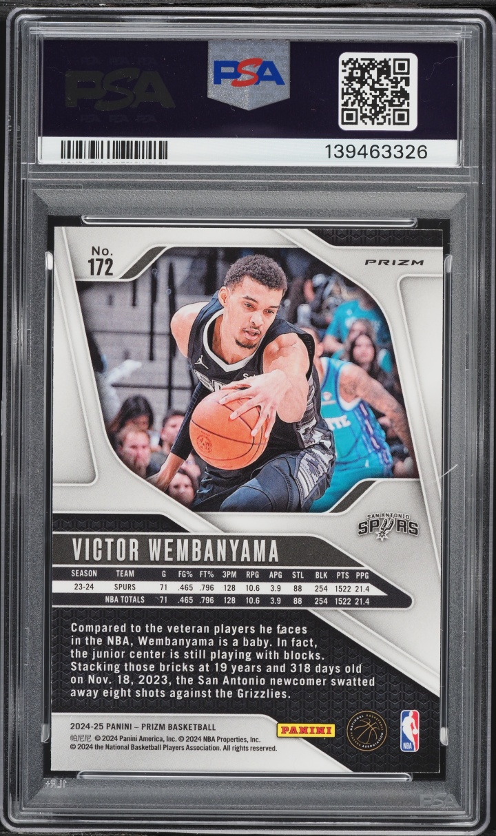 2024 Panini Prizm Hyper Victor Wembanyama #172 PSA 10 GEM MINT